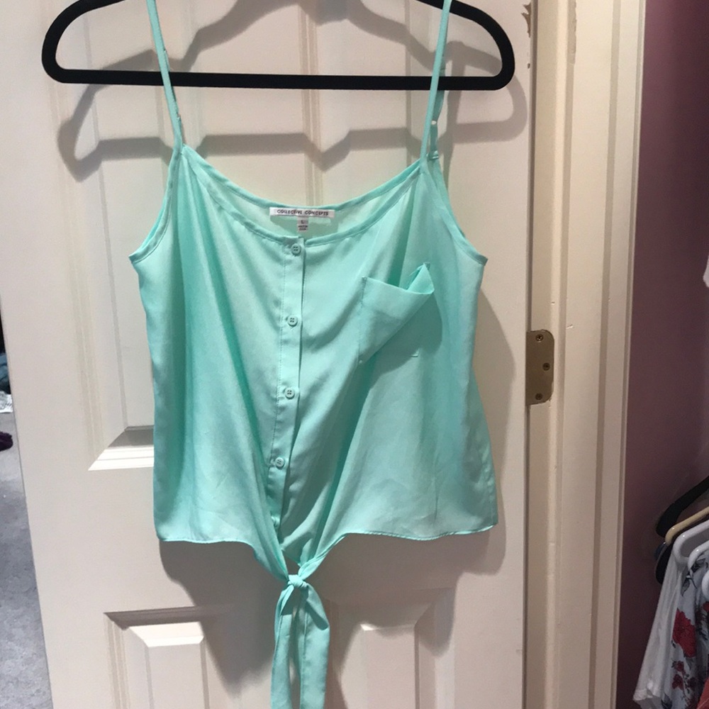 Tie Front Satin Tank Top